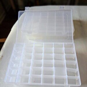 5 Used Clear Craft Organizer Boxes with Lids 11 X 7
